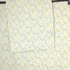 Ralph Lauren Full Flat Sheet and Pillowcase Cotton Blue White Yellow Paisley
